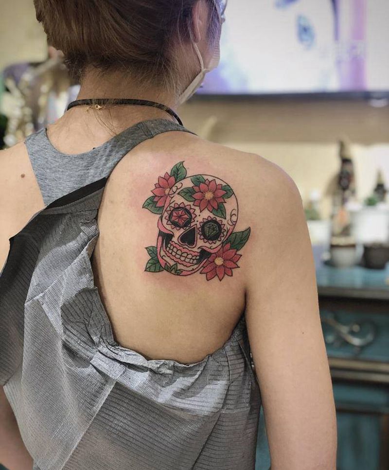 骷髅头纹身图片_背部纹身图案