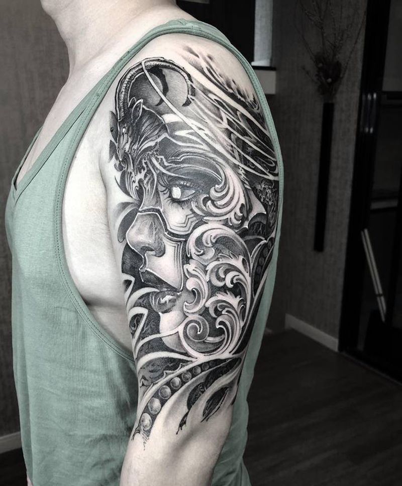 哥特欧美肖像纹身图片_手臂欧美写实纹身图案