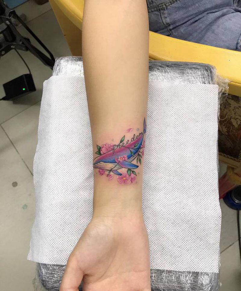 疤痕遮盖纹身图片_手臂水彩纹身图案