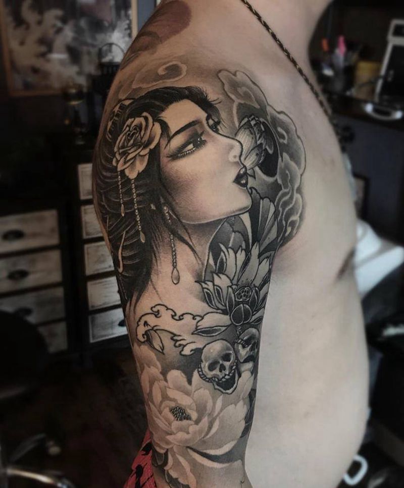 艺妓纹身纹身图片_新传统纹身图案