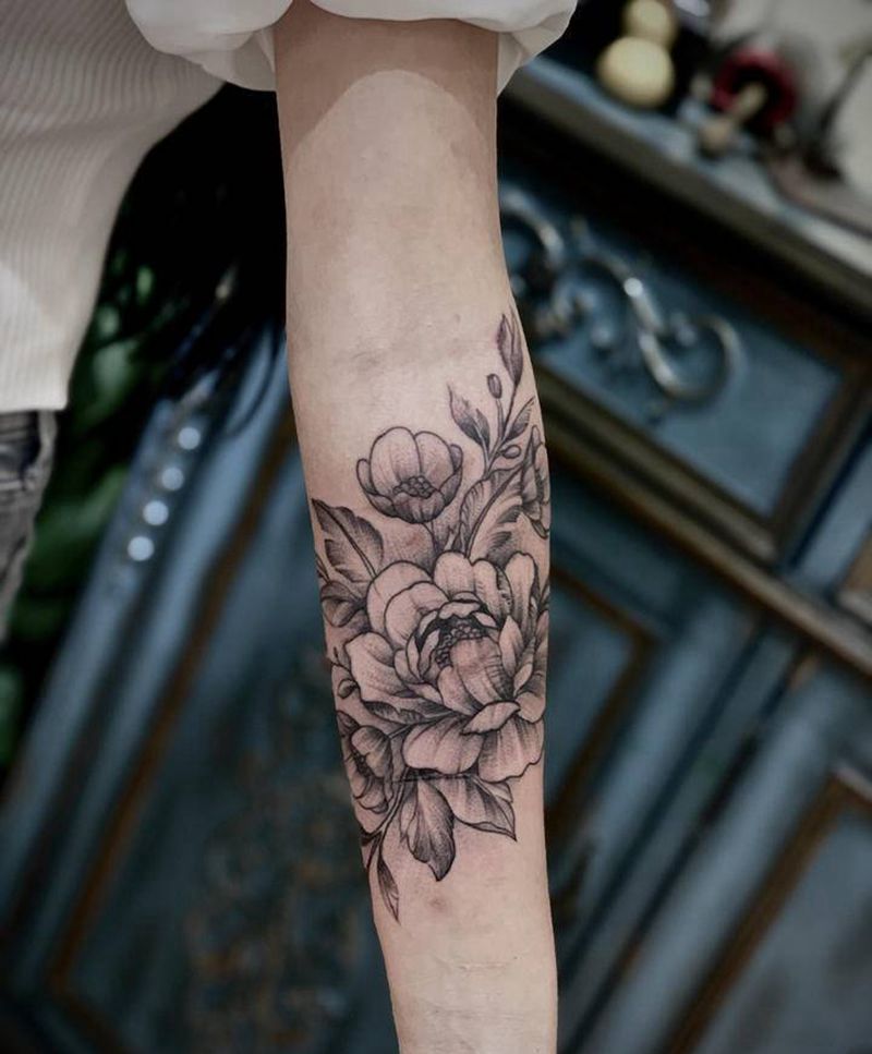 素花纹身图片_手臂纹身图案