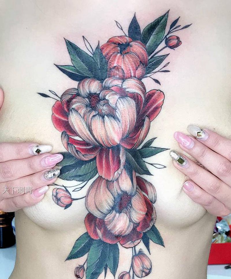 手术疤痕遮盖纹身图片_胸部遮盖疤痕纹身图案