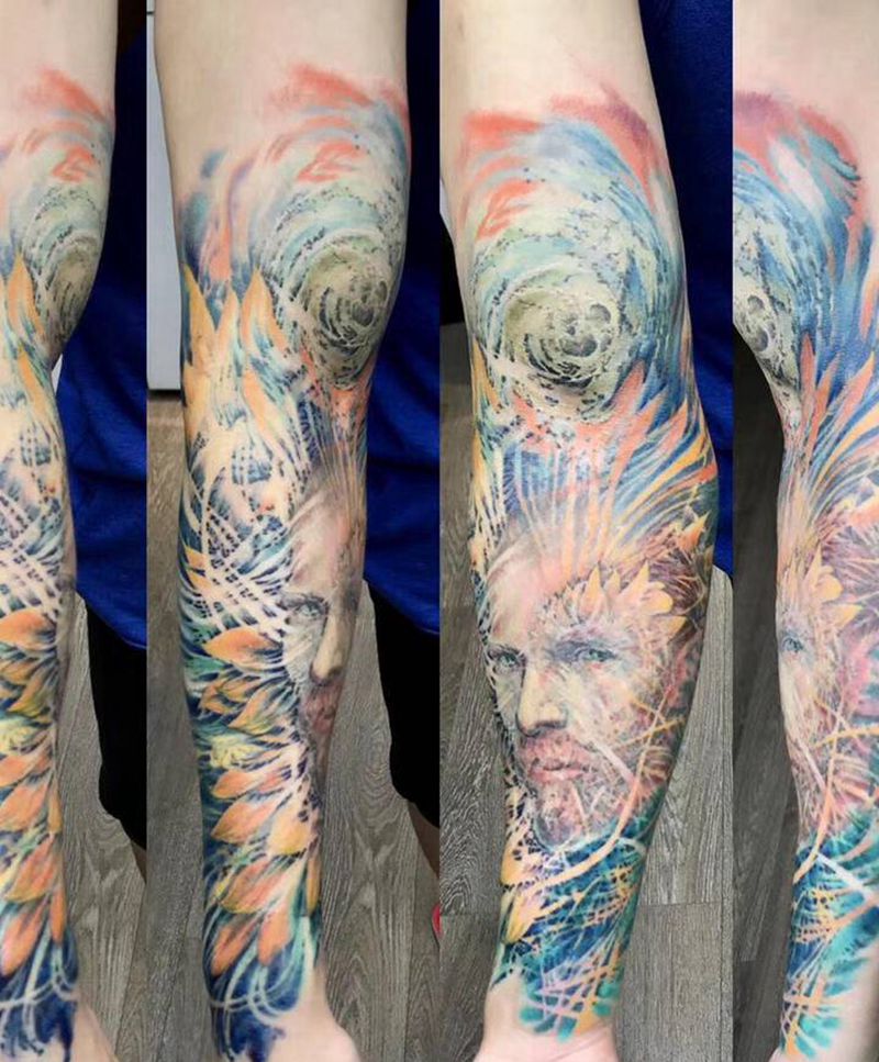 挚爱梵高纹身图片_手臂创作纹身图案