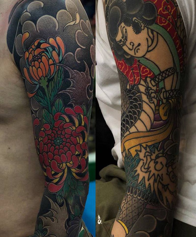 花臂纹身图片_老传统纹身图案