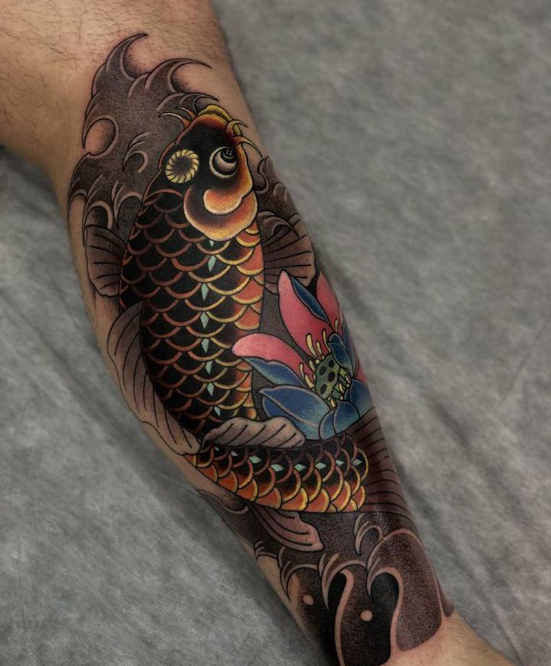 小腿纹身图片_老传统纹身图案