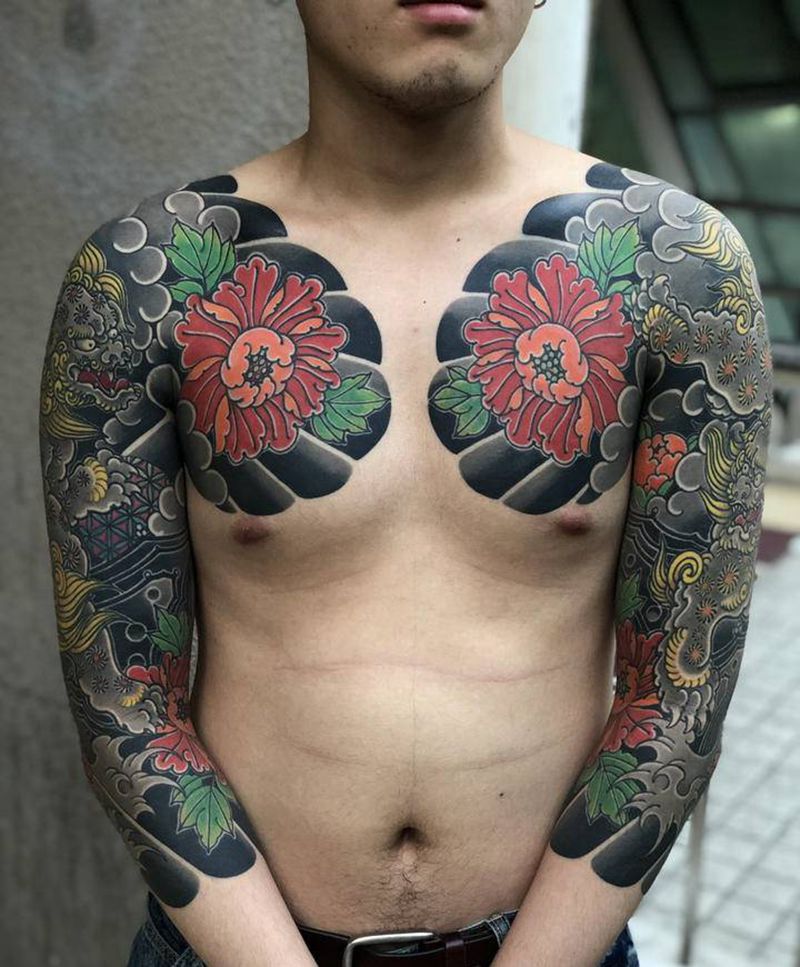 花臂纹身图片_老传统纹身图案