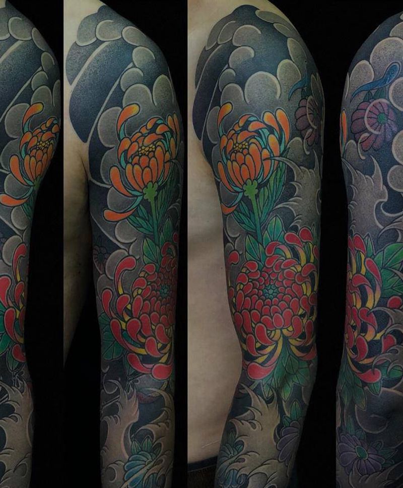 花臂纹身图片_老传统纹身图案