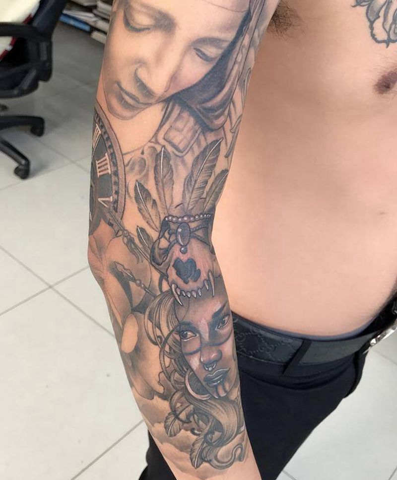 欧美花臂，未完待续纹身图片_手臂欧美写实花臂纹身纹身图案