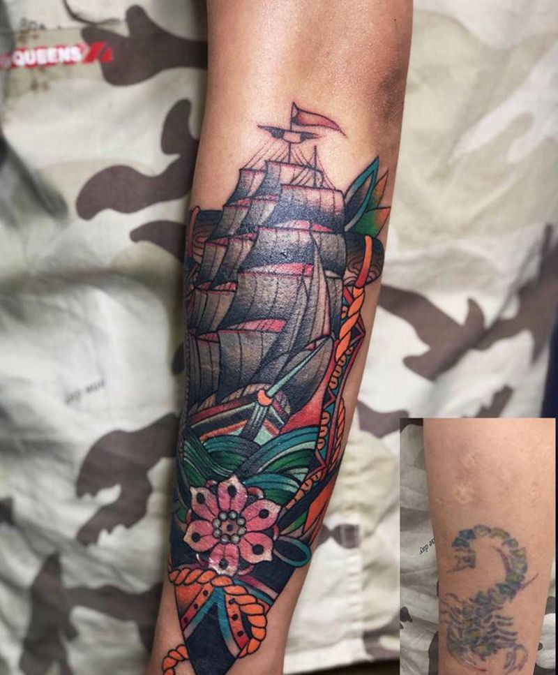 遮盖纹身图片_手臂Old School纹身图案