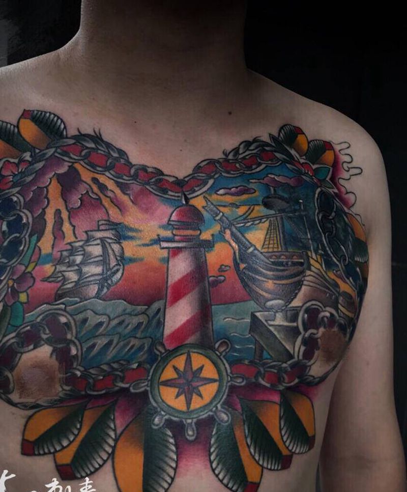 new school纹身图片_胸部New School纹身图案