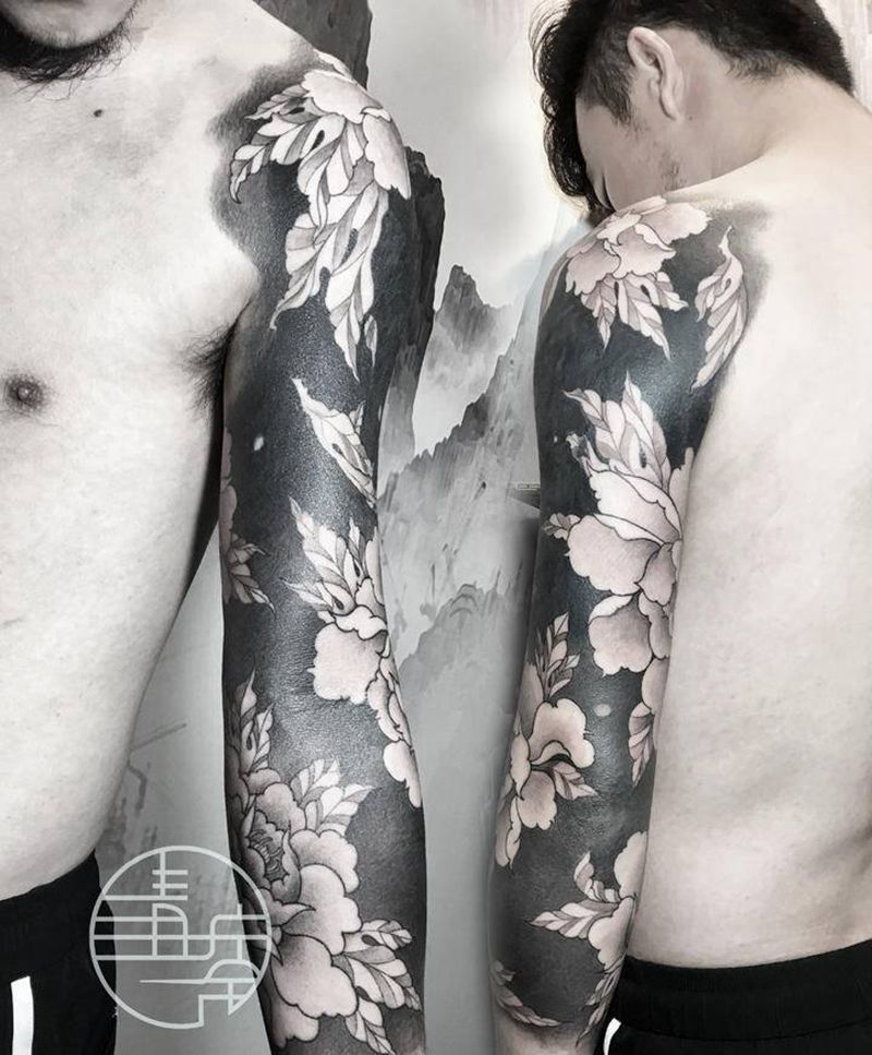 黑臂遮盖纹身图片_手臂新传统纹身图案