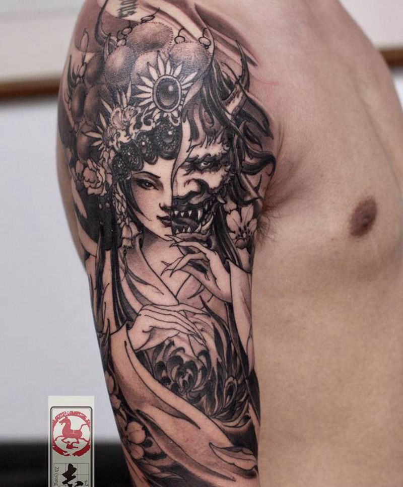 无题纹身图片_手臂新传统国粹般若纹身图案