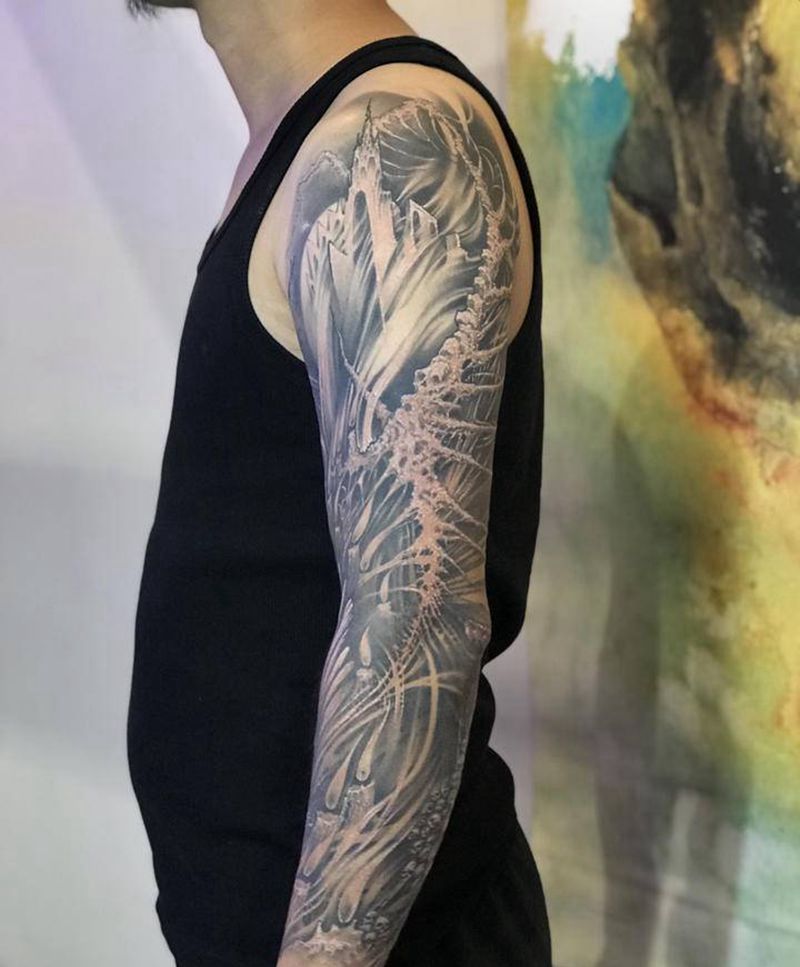 哥特纹身图片_手臂水彩欧美写实原创纹身图案