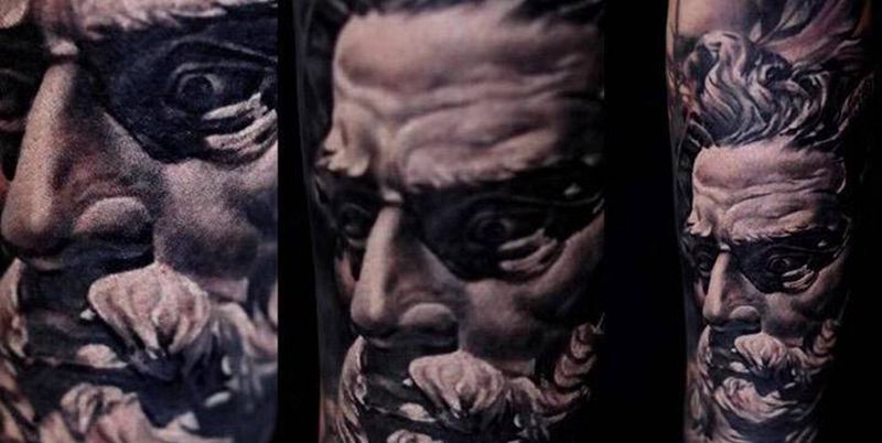 波塞冬纹身图片_手臂欧美写实波塞冬纹身图案