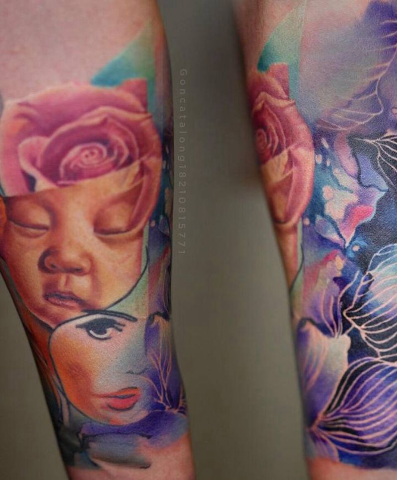 肖像纹身图片_手臂欧美写实纹身图案