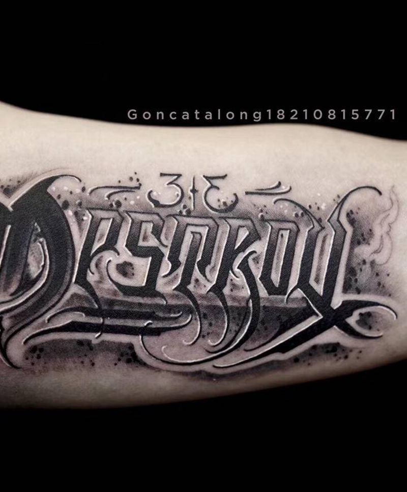 花体纹身图片_手臂花体字花体纹身图案