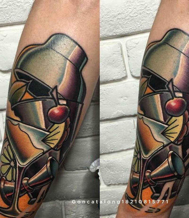 餐具school纹身图片_手臂New School纹身图案