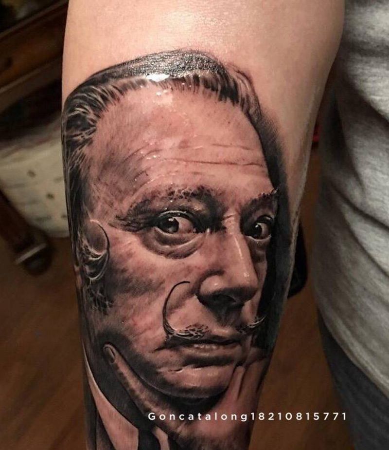 达利纹身图片_手臂欧美写实人物纹身图案