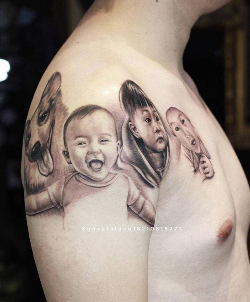 肖像纹身图片_手臂欧美写实人物纹身图案