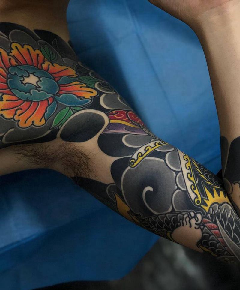 花臂纹身图片_老传统纹身图案