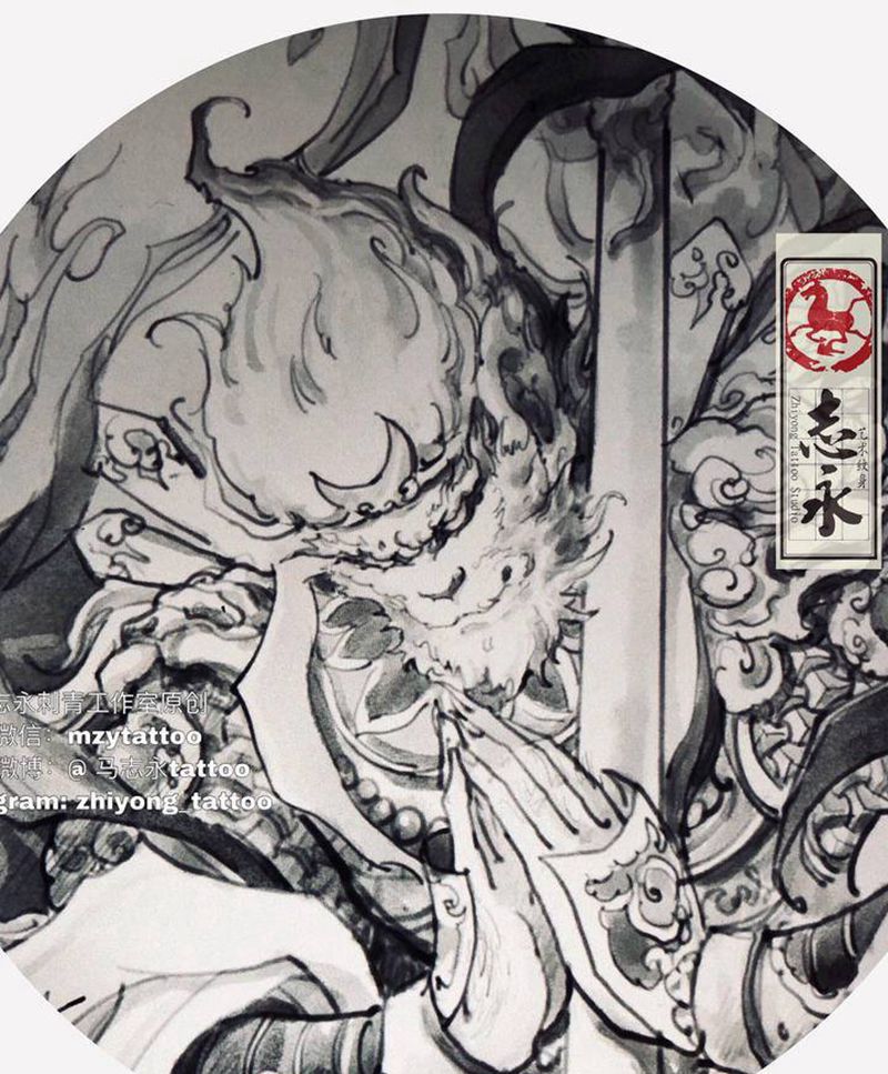 原创悟空纹身图片_手臂腿部新传统斗战胜佛纹身图案