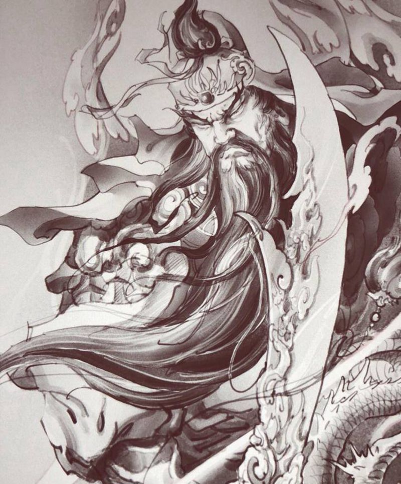 原创关羽纹身图片_手臂新传统关羽关公纹身图案