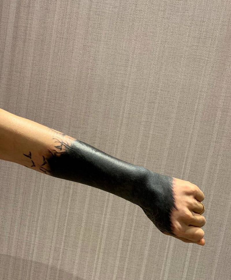 黑臂遮盖纹身图片_手臂暗黑系纹身图案