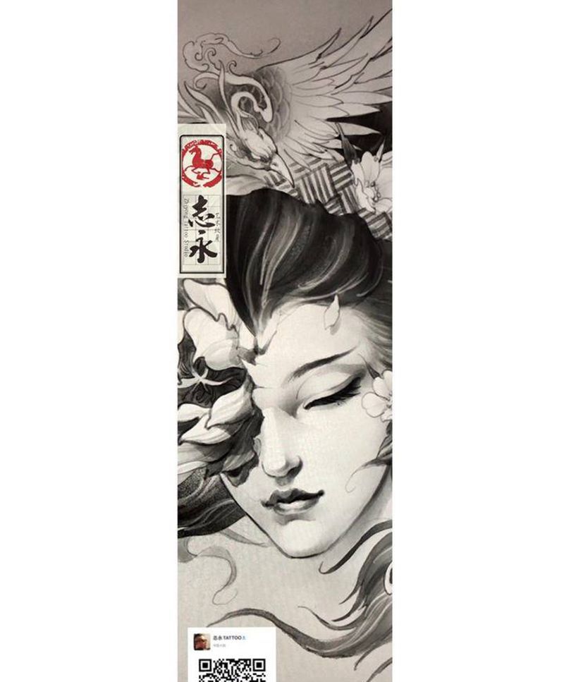 艺伎纹身图片_手臂背部新传统艺伎纹身图案