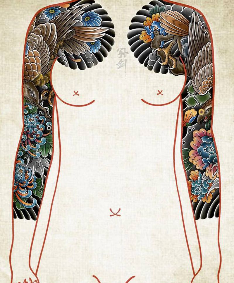 花臂纹身图片_老传统纹身图案