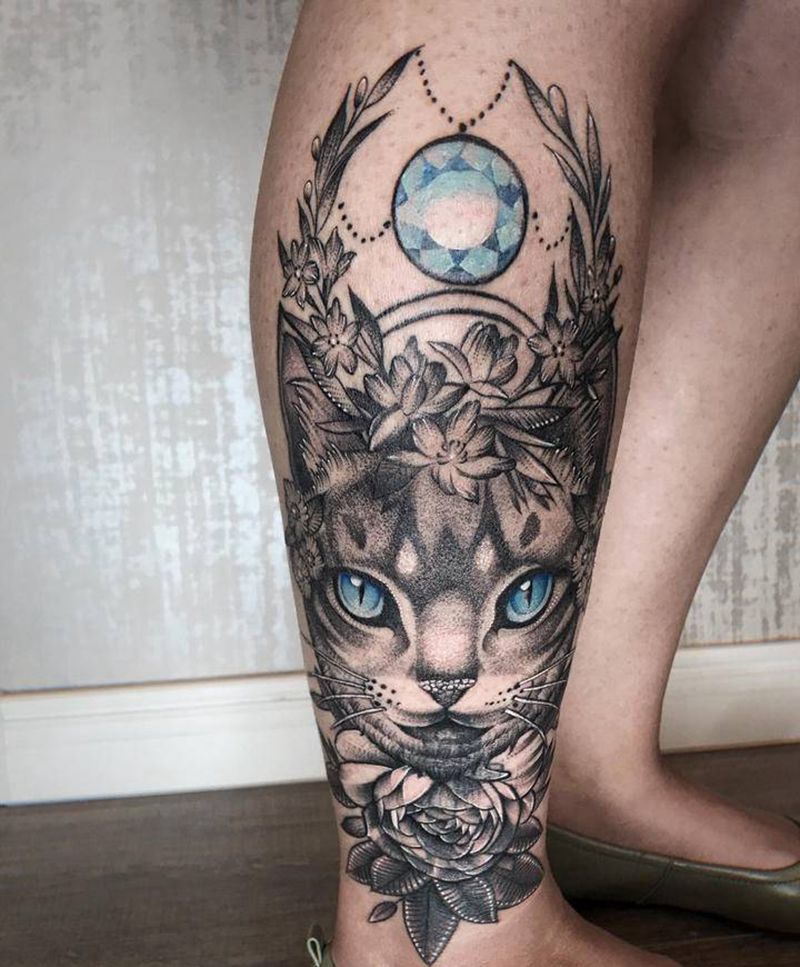 遮盖纹身图片_腿部点刺纹身图案