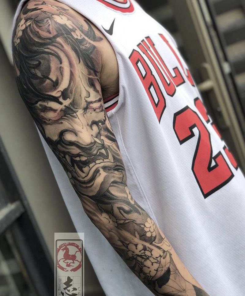 般若艺伎纹身图片_手臂新传统般若艺伎纹身图案