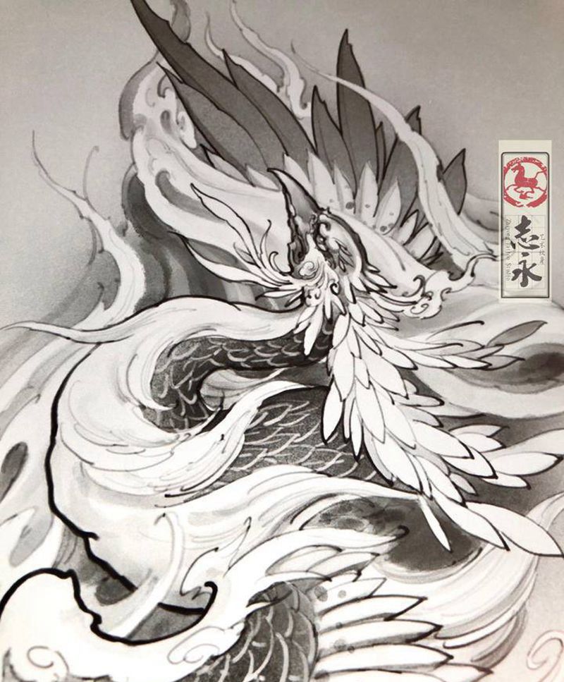 凤凰纹身图片_手臂腿部新传统凤凰纹身图案