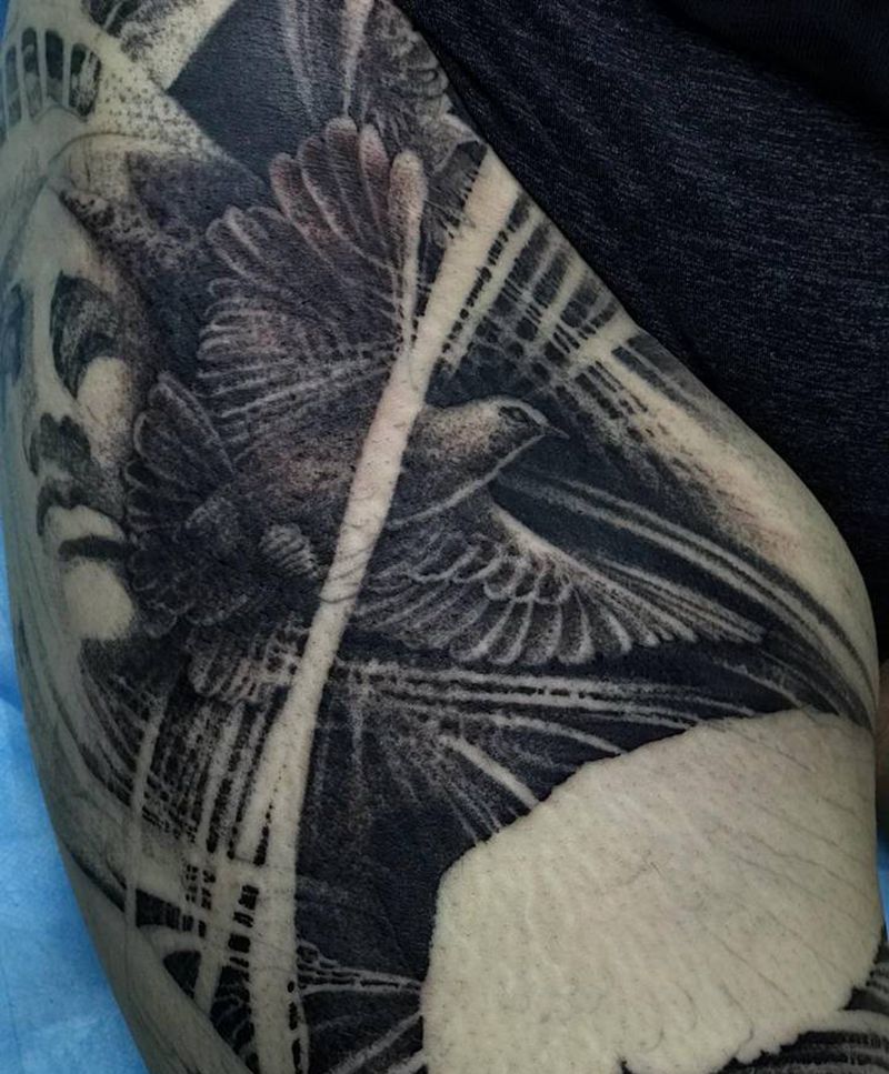 未完纹身图片_腿部纹身图案