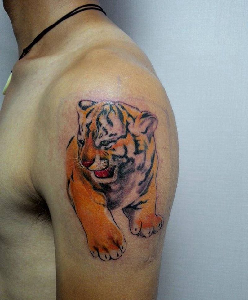 2014年作品,幼虎纹身图片_手臂纹身图案