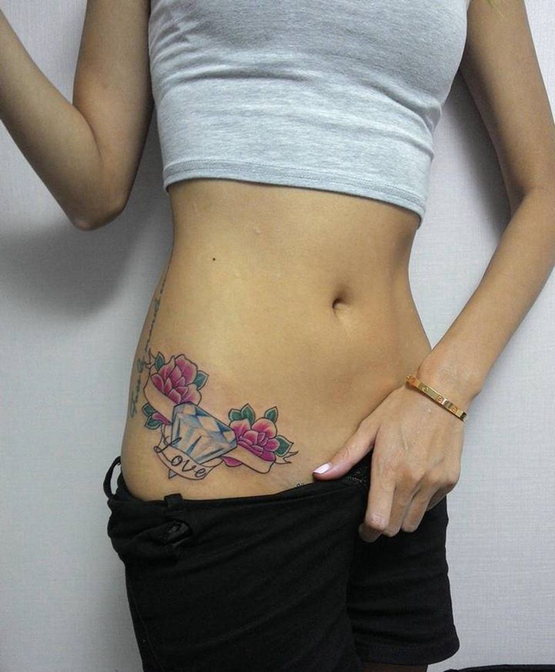 2014年作品纹身图片_腹部Old School纹身图案