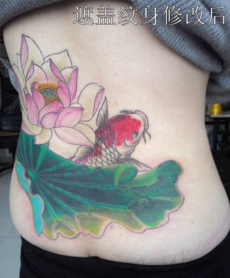 遮盖纹身纹身图片_腰部新传统纹身图案