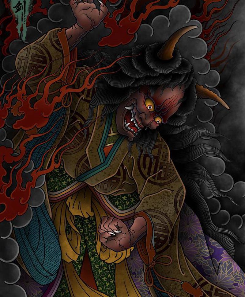 夜叉纹身图片_新传统纹身图案