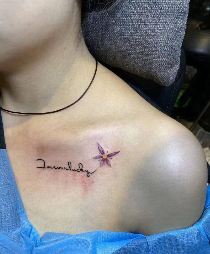 小清新纹身图片_胸部水彩几何小清新纹身图案