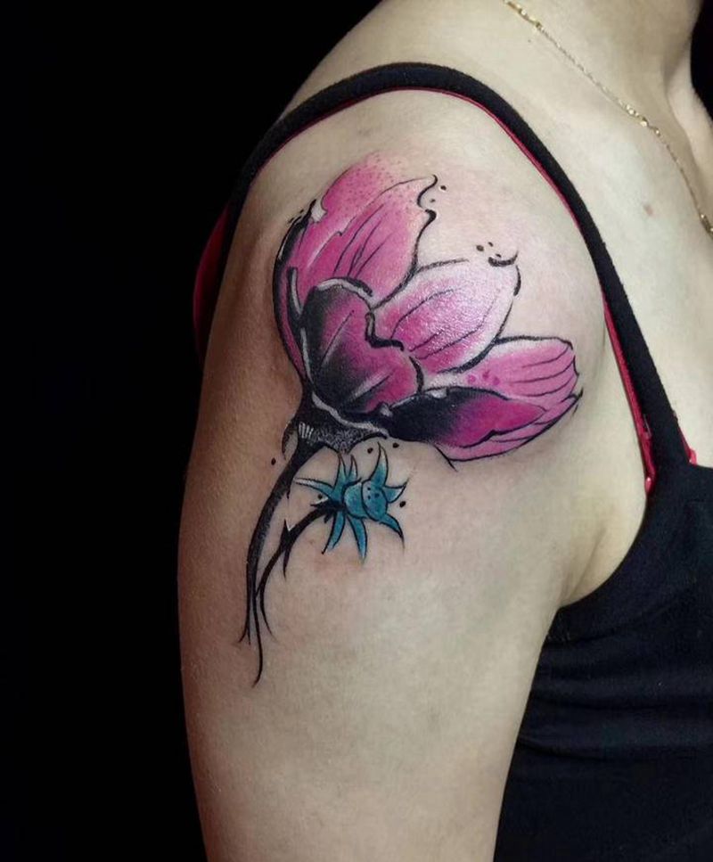 遮盖纹身图片_肩部水墨纹身图案