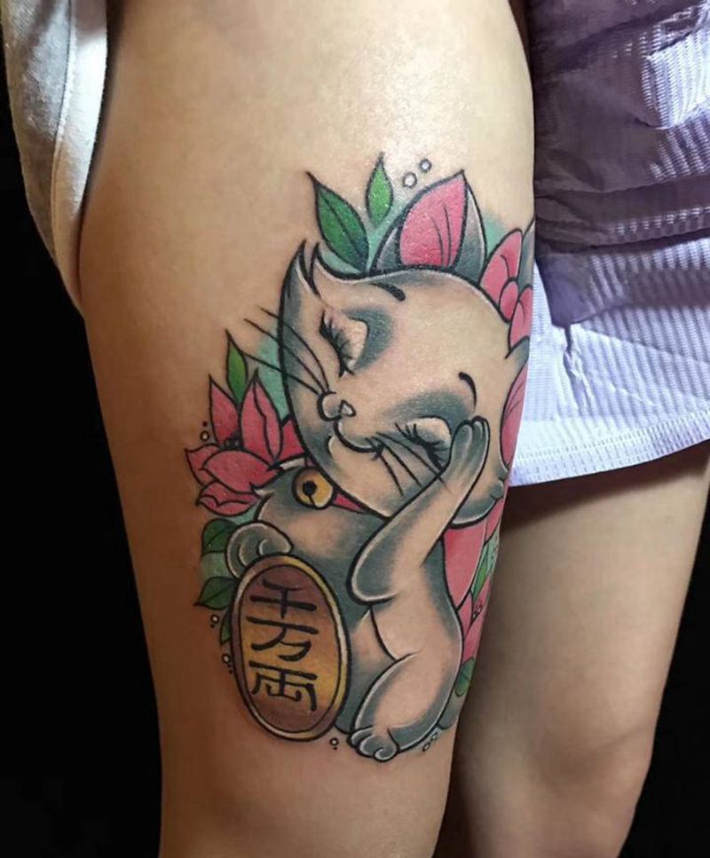 猫咪纹身图片_New School纹身图案