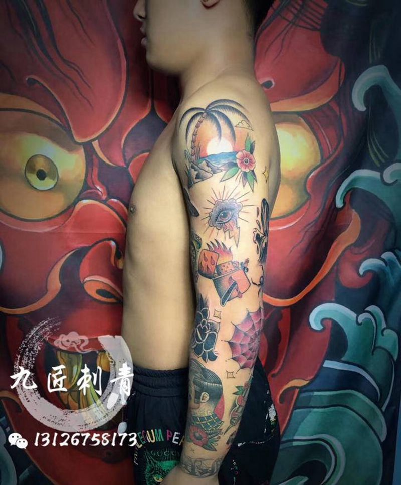 花臂纹身图片_手臂手部Old School纹身图案