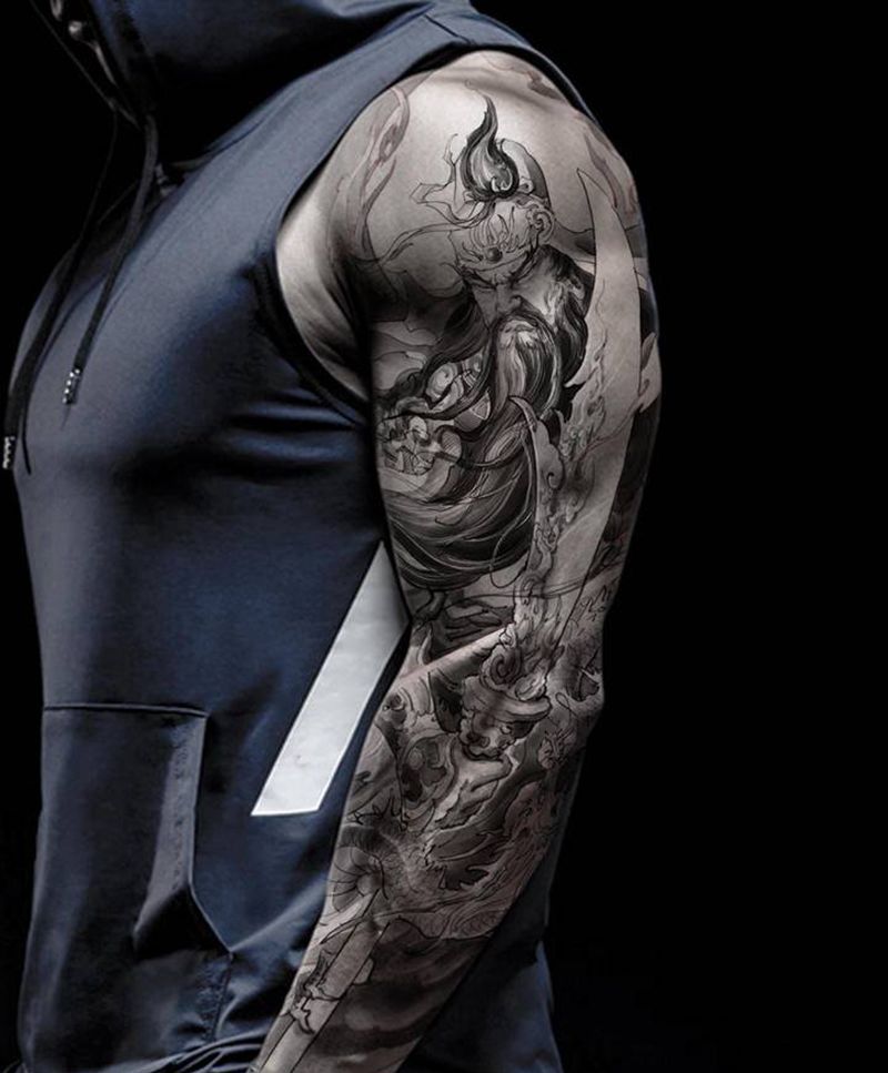 原创关羽设计+【PS效果图】纹身图片_手臂新传统关羽纹身图案