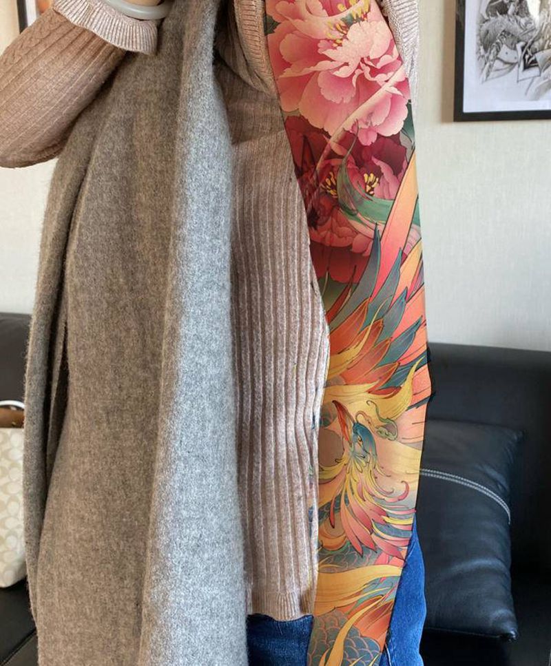 凤凰设计+【PS效果图】纹身图片_手臂新传统凤凰纹身图案