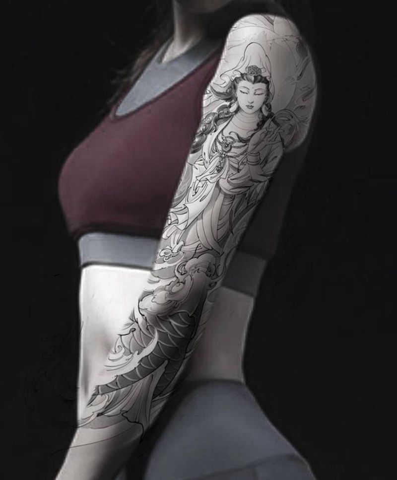 观音设计+【PS效果图】纹身图片_手臂新传统观音纹身图案
