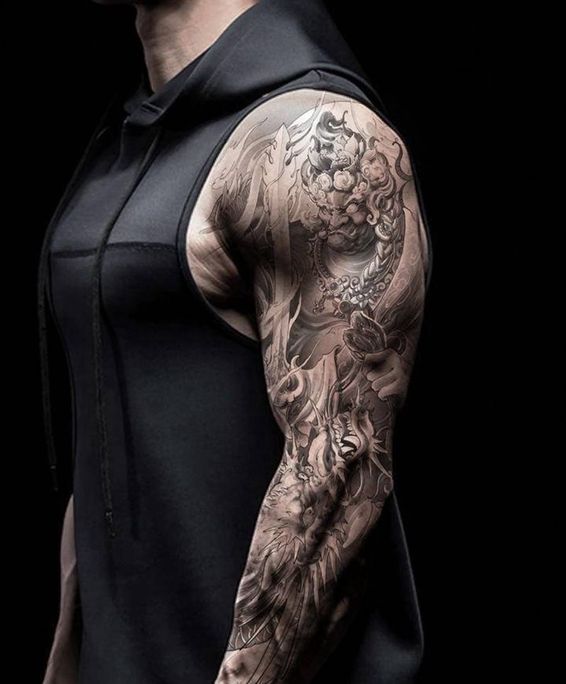 不动+【PS效果图】纹身图片_手臂新传统不动明王纹身图案