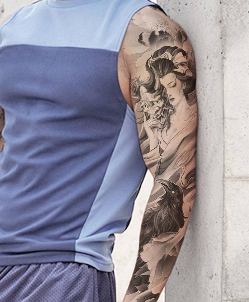 艺伎设计+【PS效果图】纹身图片_手臂新传统艺伎纹身图案