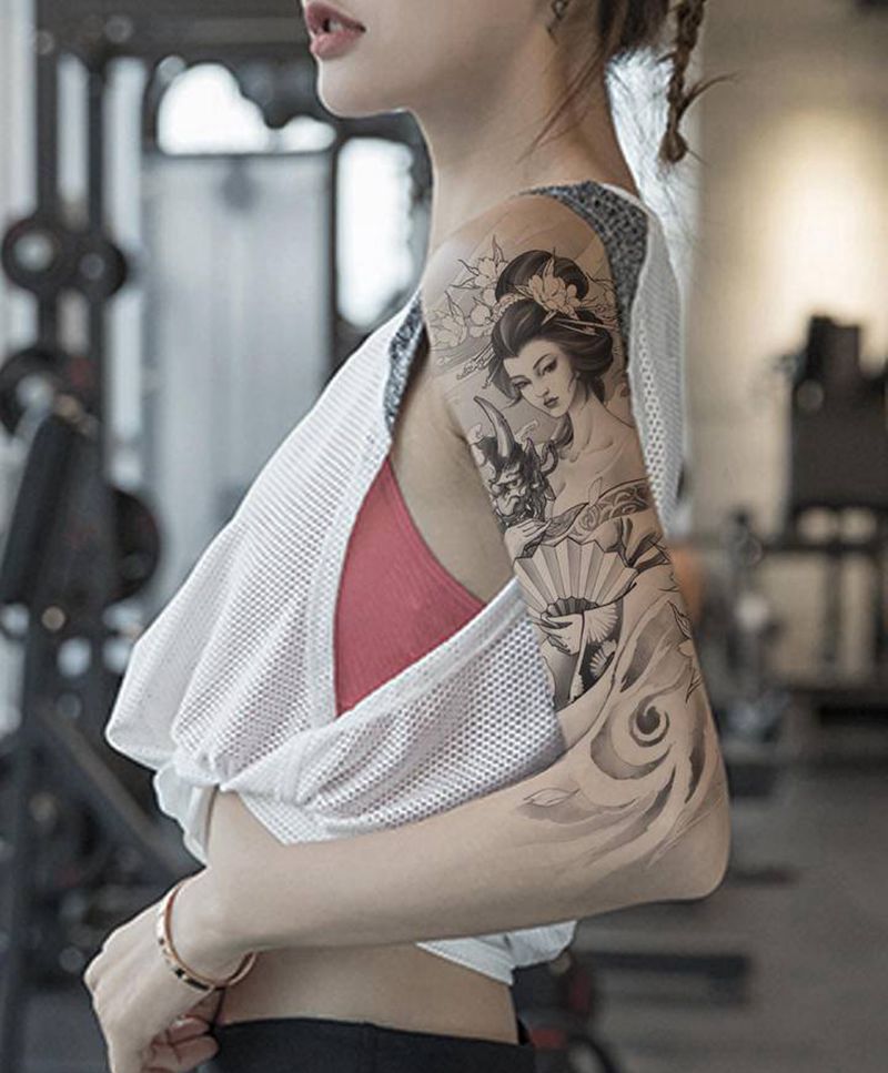 艺伎设计+【PS效果图】纹身图片_手臂新传统艺伎纹身图案