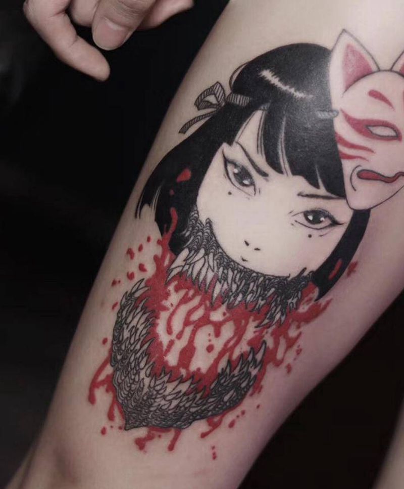 店内部分作品纹身图片_腿部脚部New SchoolOld School纹身图案