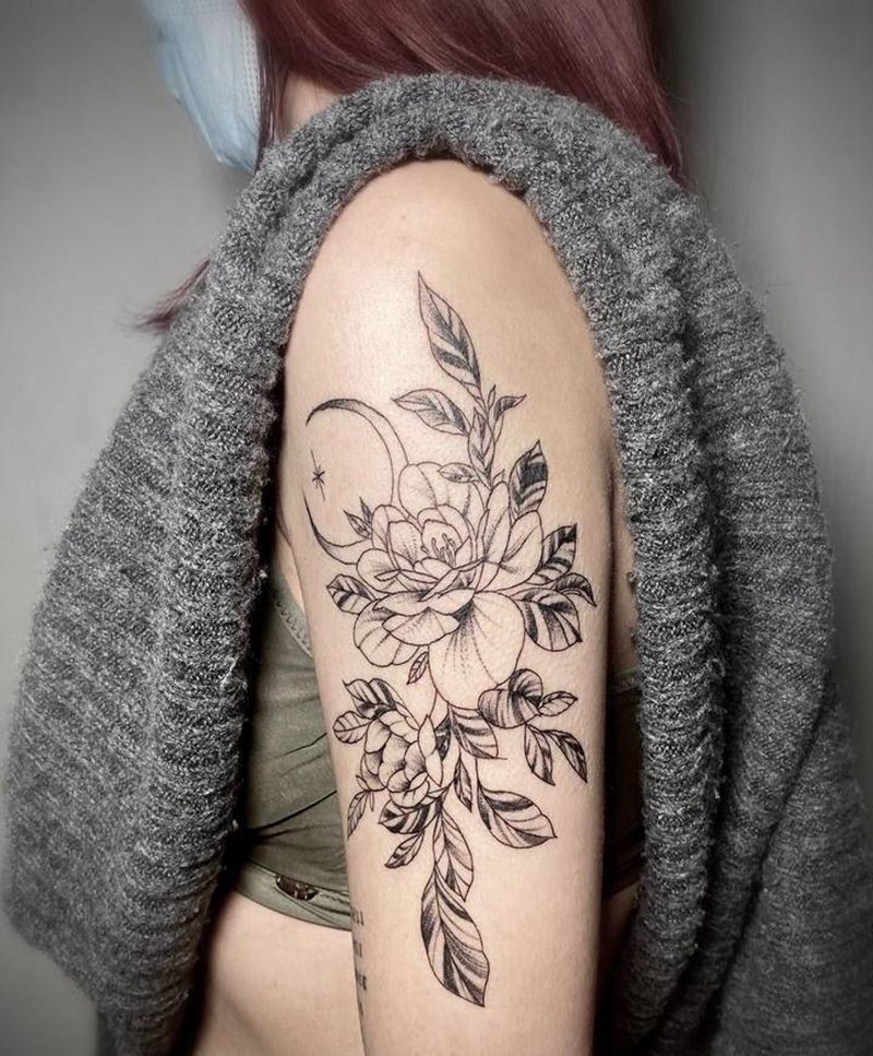 素花纹身图片_手臂点刺纹身图案