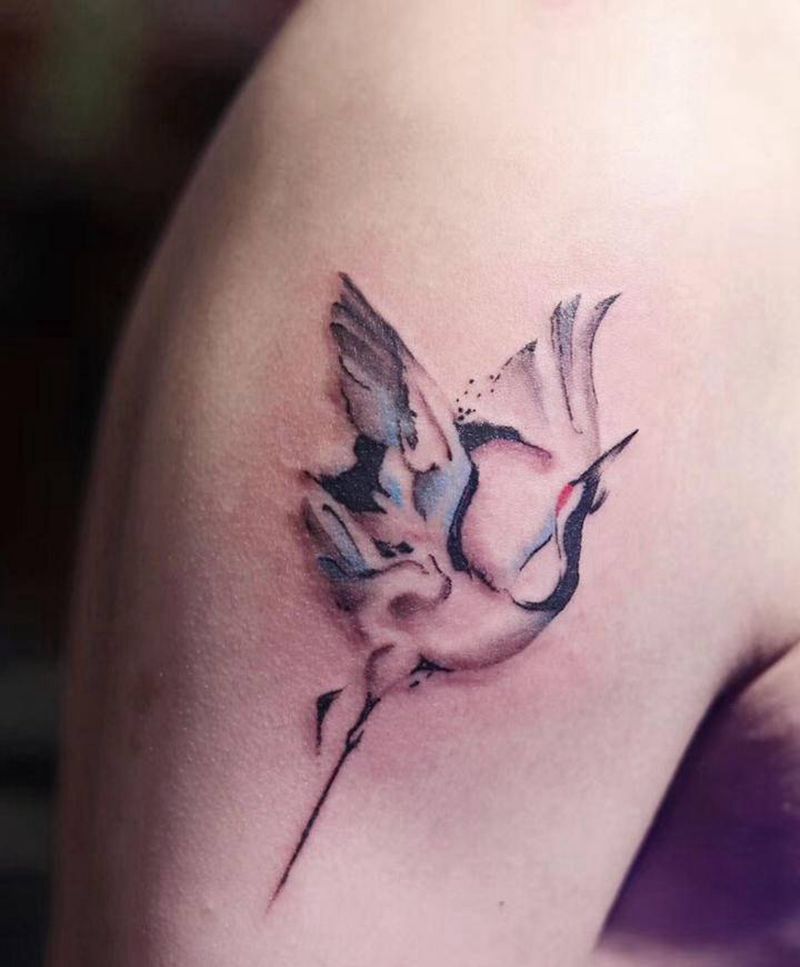 店内部分作品纹身图片_腿部手臂水彩New School纹身图案